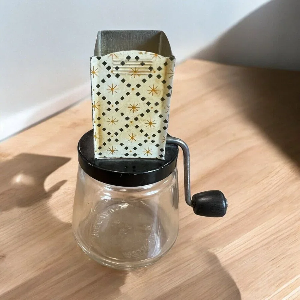 Vintage Androck #49/1 Nut Grinder Metal with Glass Jar &‎ Handle Made in U.S.A.